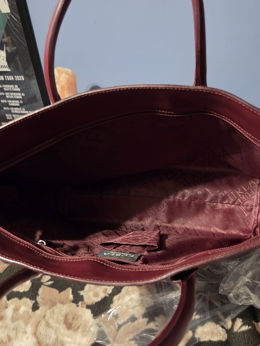 Furla Burgundy Leather Tote Bag - Picture 2 of 4